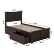 Madison Twin Platform Bed with Matching Footboard and Drawers in Espresso
