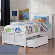 Madison Twin Platform Bed with Matching Footboard and Storage Drawers in White