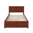 Madison Full Wood Platform Bed with Footboard and Twin Trundle in Walnut