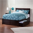 Madison Full Wood Platform Bed with Footboard and Storage Drawers in Espresso