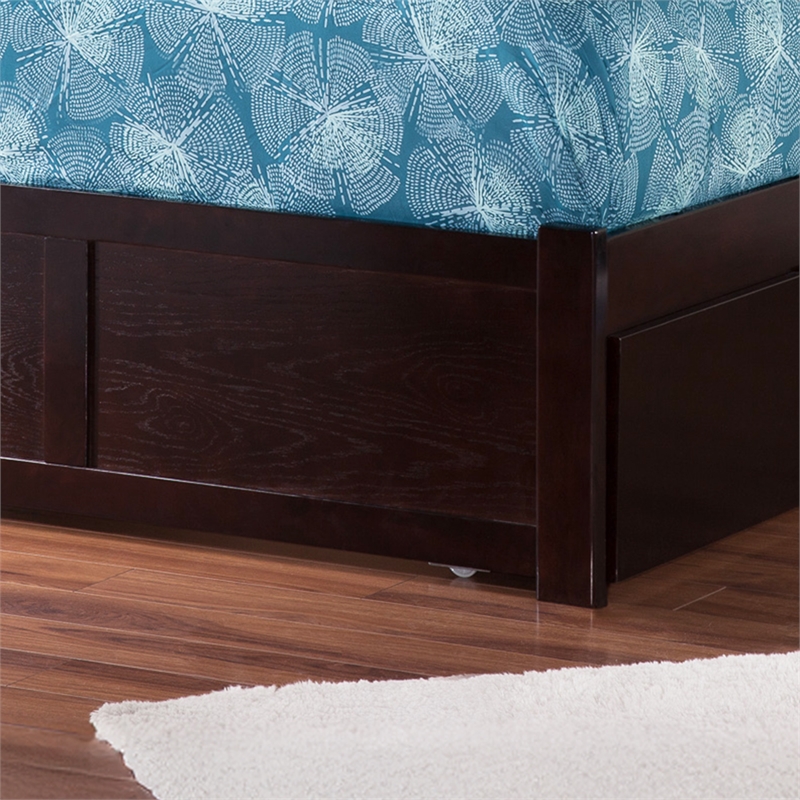 Madison Full Wood Platform Bed with Footboard and Storage Drawers in Espresso