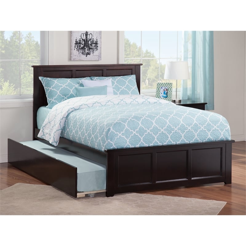 AFI Madison Solid Wood Full Platform Bed with Twin Trundle in Espresso
