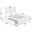 Madison Full Platform Bed with Matching Footboard and Twin Trundle in White