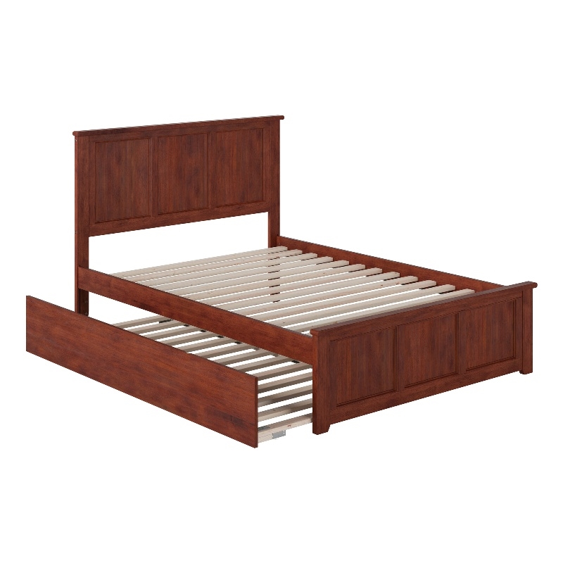 AFI Madison Solid Wood Full Platform Bed with Twin Trundle in Walnut