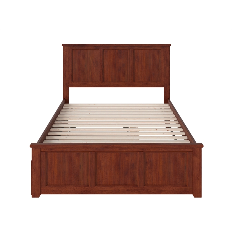 AFI Madison Solid Wood Full Platform Bed with Twin Trundle in Walnut