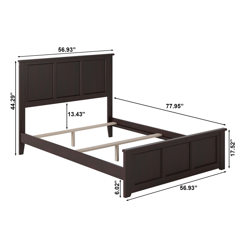 Madison Full Wood Foundation Bed with Matching Footboard in Espresso