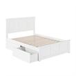 Madison Full Platform Bed with Matching Footboard and Storage Drawers in White