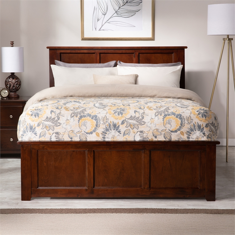 Madison Full Platform Bed with Matching Footboard and Storage Drawers in Walnut
