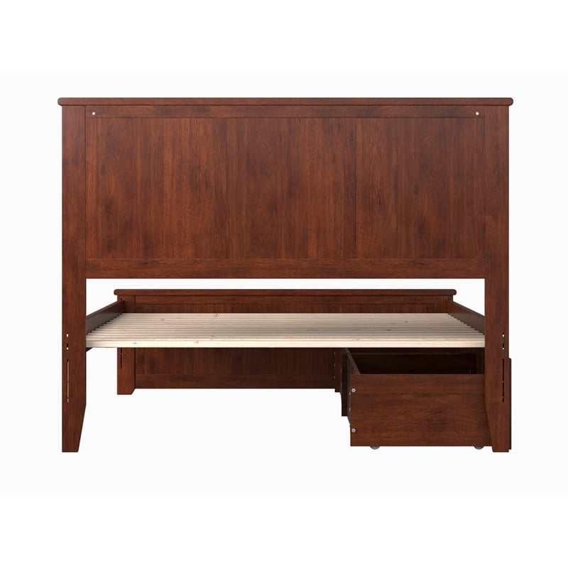 Madison Full Platform Bed with Matching Footboard and Storage Drawers in Walnut