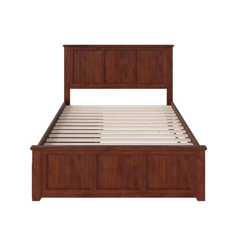 Madison Full Platform Bed with Matching Footboard and Storage Drawers in Walnut