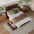 Madison Queen Wood Platform Bed with Footboard and Storage Drawers in Walnut