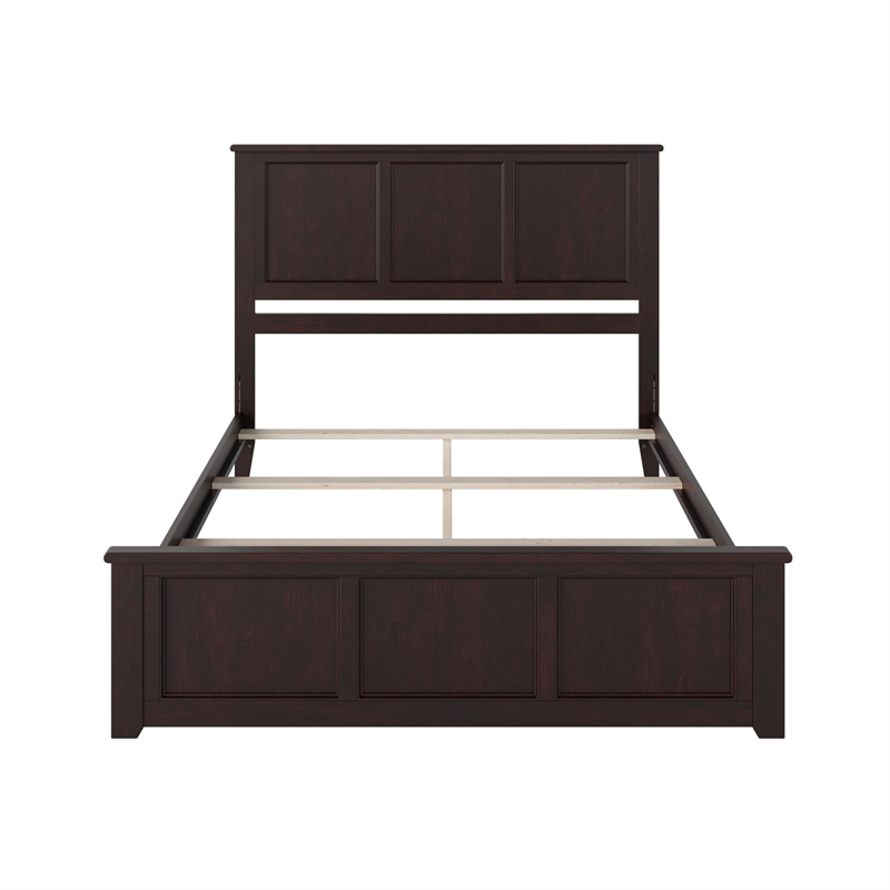 Madison Queen Wood Foundation Bed with Matching Footboard in Espresso