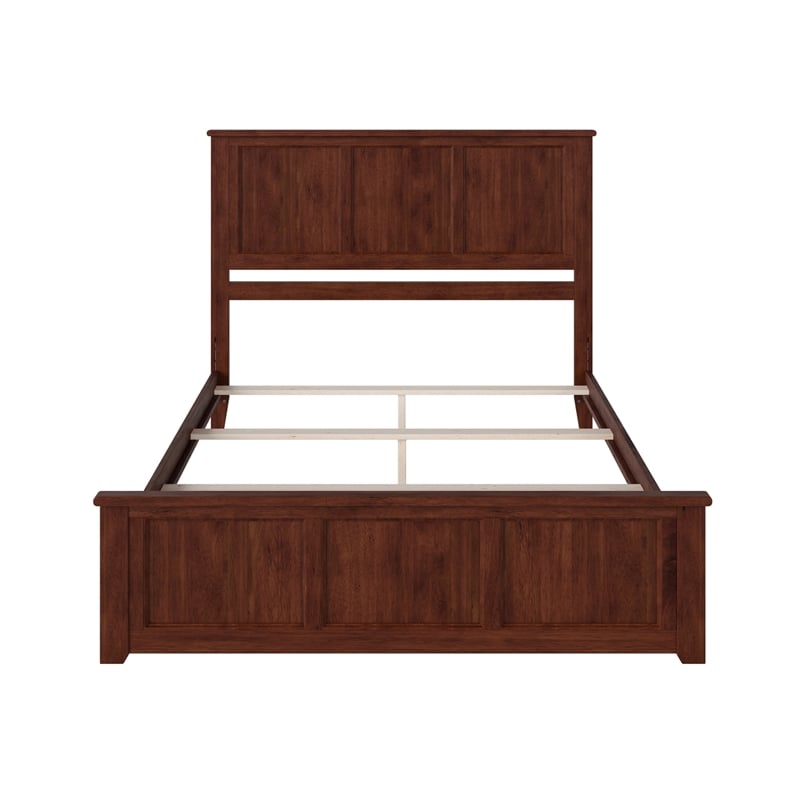 Madison Queen Wood Foundation Bed with Matching Footboard in Walnut