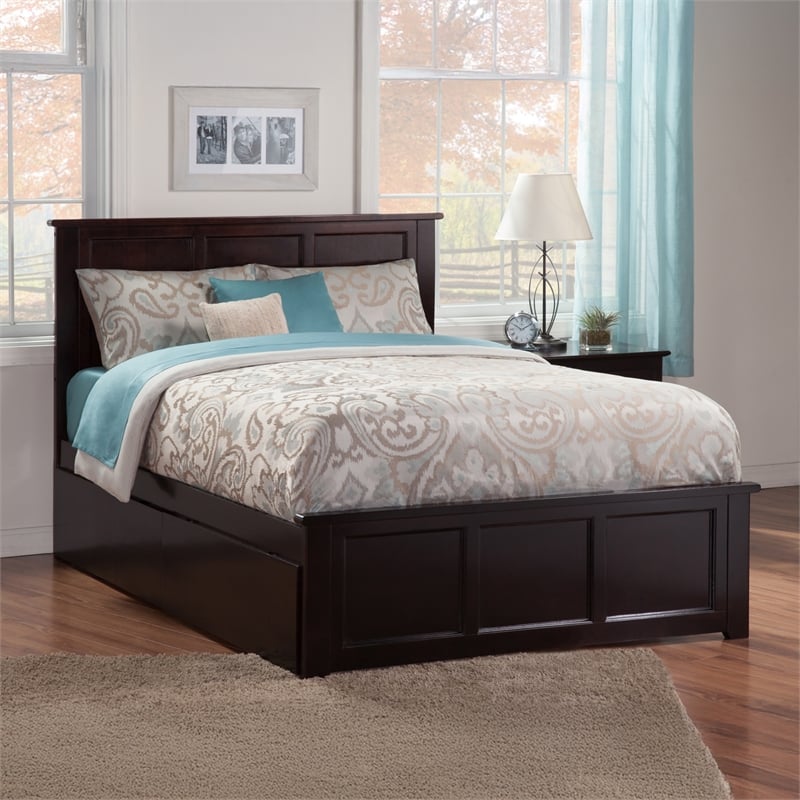 Madison Queen Platform Bed with Matching Footboard & Storage Drawers in Espresso