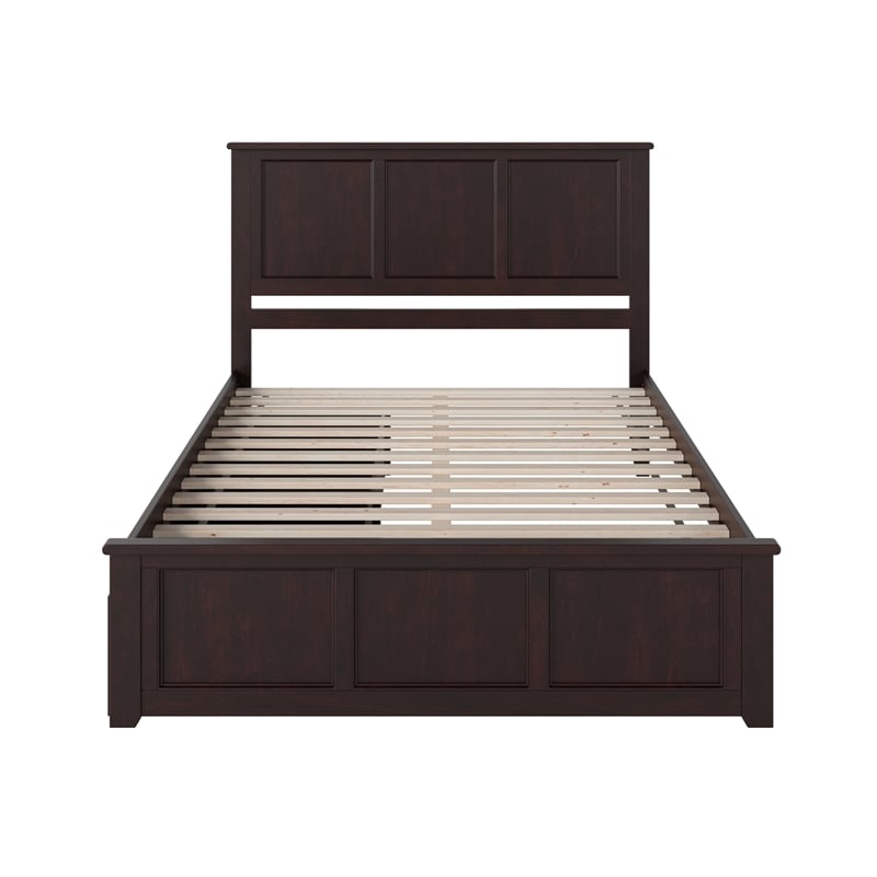 Madison Queen Platform Bed with Matching Footboard & Storage Drawers in Espresso