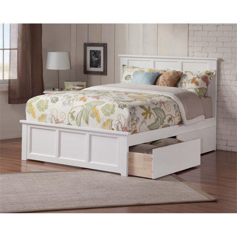 AFI Madison Solid Wood Queen Bed and Footboard with Storage Drawers in ...