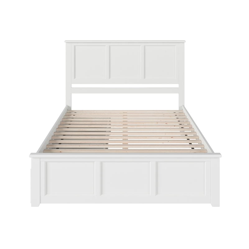 Madison Queen Platform Bed with Matching Footboard & Storage Drawers in White