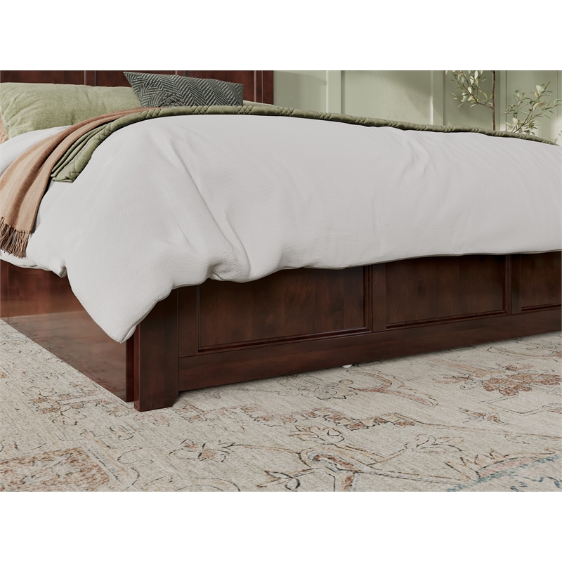 Madison Queen Platform Bed with Matching Footboard & Storage Drawers in Walnut