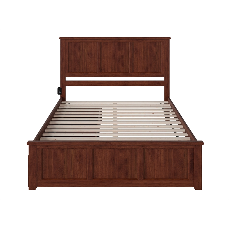 Madison Queen Platform Bed with Matching Footboard & Storage Drawers in Walnut