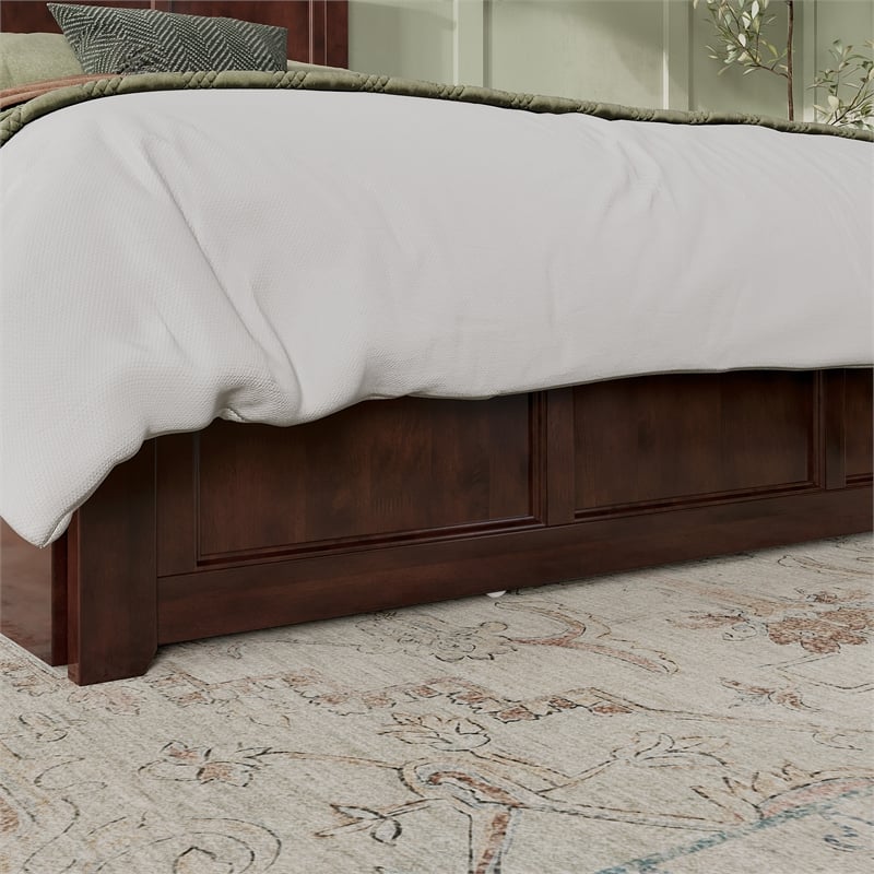 Madison Queen Platform Bed with Matching Footboard & Storage Drawers in Walnut