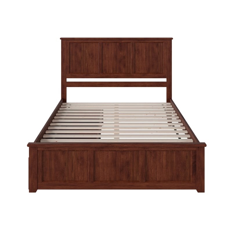 Madison Queen Platform Bed with Matching Footboard & Storage Drawers in Walnut