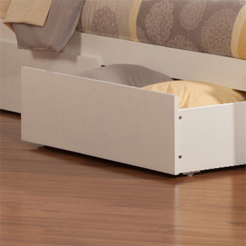 Madison King Wood Platform Bed with Footboard & Storage Drawers in White