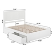 Madison King Wood Platform Bed with Footboard & Storage Drawers in White