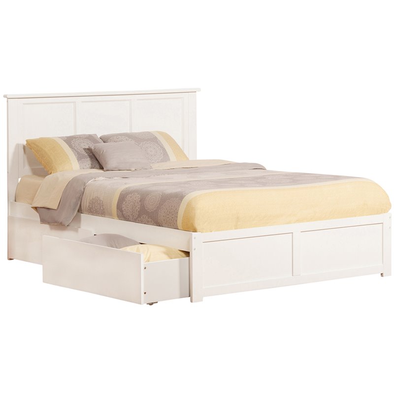 Atlantic Furniture Madison Urban King, White King Size Platform Bed With Storage