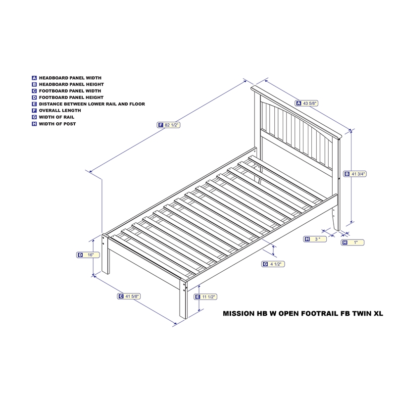 AFI Mission Twin XL Solid Wood Platform Bed with Charging USB  in Espresso