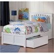 Mission Twin XL Wood Platform Bed with Footboard and Storage Drawers in White