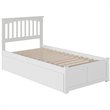 Mission Twin XL Wood Platform Bed with Footboard and Storage Drawers in White