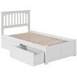 Mission Twin XL Wood Platform Bed with Footboard and Storage Drawers in White