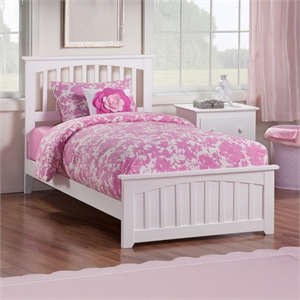 Mission Twin XL Wood Foundation Bed with Matching Footboard in White