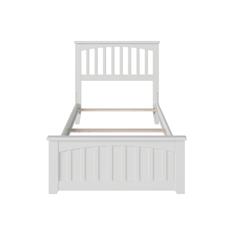 Mission Twin XL Wood Foundation Bed with Matching Footboard in White