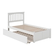 Mission Twin Wood Platform Bed with Footboard and Twin Trundle in White