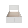 Mission Twin Wood Platform Bed with Footboard and Twin Trundle in White
