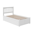 Mission Twin Wood Platform Bed with Footboard and Twin Trundle in White