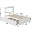 Mission Twin Wood Platform Bed with Footboard and Twin Trundle in White