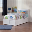 Mission Twin Wood Platform Bed with Footboard and Twin Trundle in White