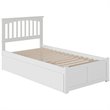 AFI Mission Twin Solid Wood Bed with Twin Trundle and USB Charger in White