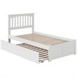 AFI Mission Twin Solid Wood Bed with Twin Trundle and USB Charger in White