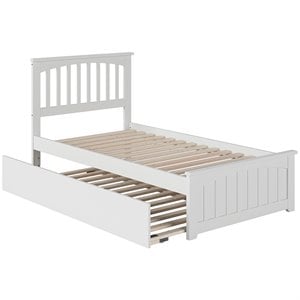 atlantic furniture mission urban trundle spindle platform bed in white (b)