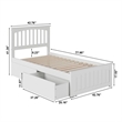 AFI Mission Solid Wood Twin Bed and Footboard with Storage Drawers in White