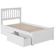 AFI Mission Solid Wood Twin Bed and Footboard with Storage Drawers in White