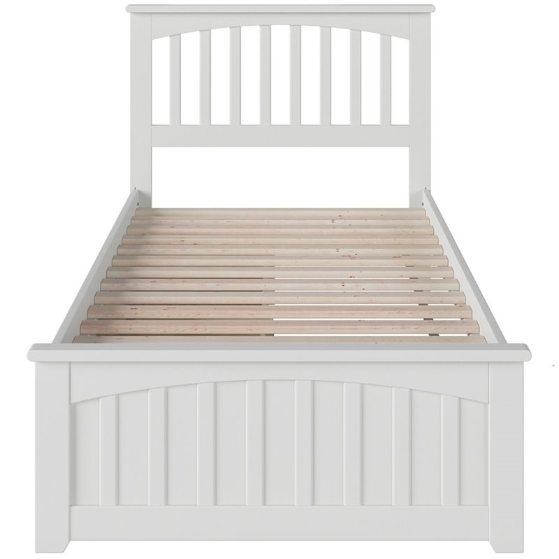 AFI Mission Solid Wood Twin Bed and Footboard with Storage Drawers in White