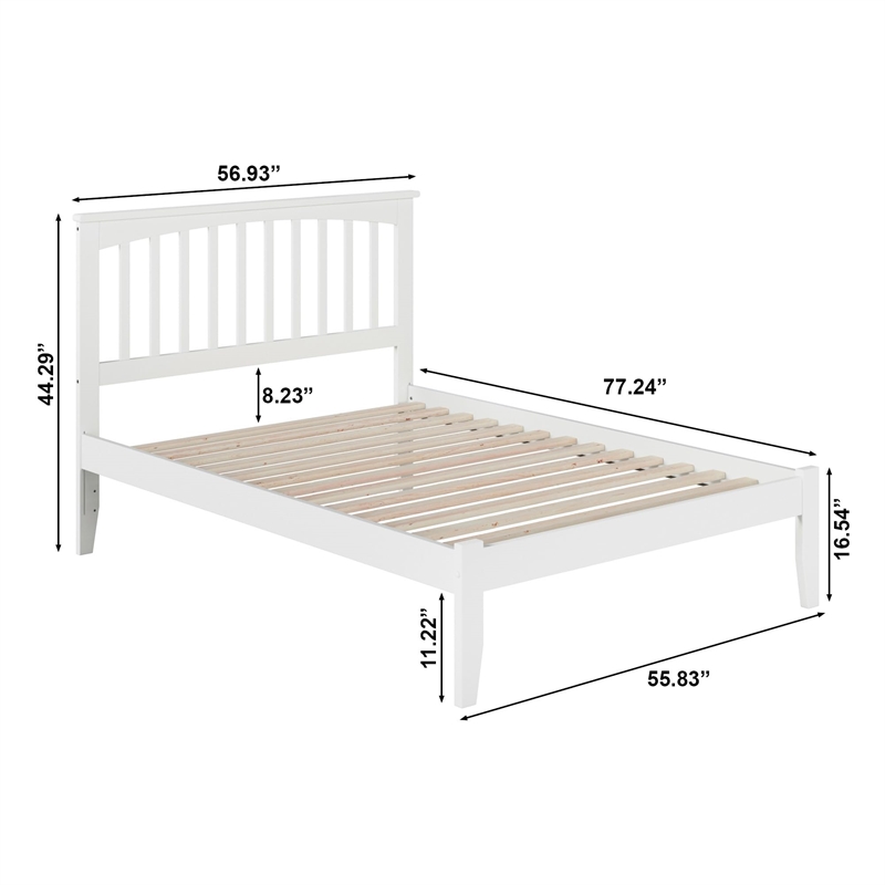 Mission Full Solid Wood Platform Bed in White