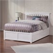 Mission Full Wood Platform Bed with Footboard and Twin Trundle in White