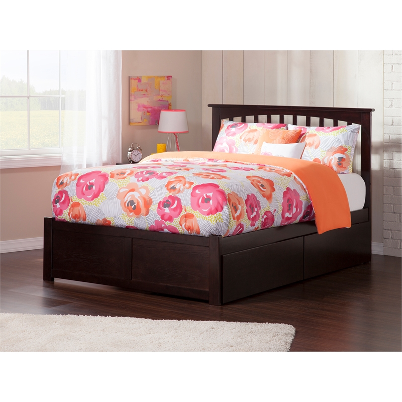 AFI Mission Full Solid Wood Bed with Storage Drawers in Espresso