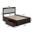 AFI Mission Full Solid Wood Bed with Storage Drawers in Espresso