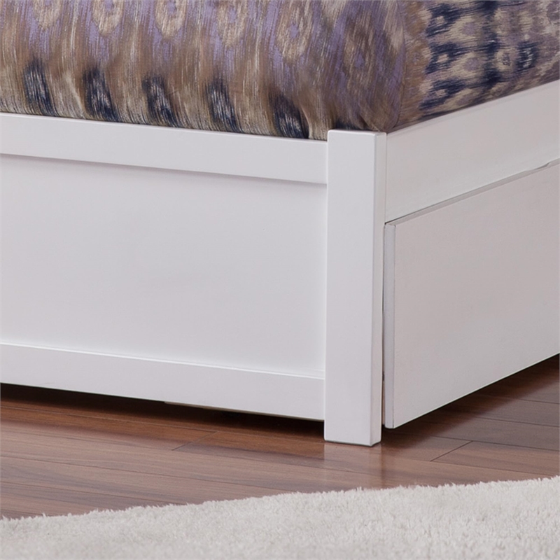 Mission Full Wood Platform Bed with Footboard and Storage Drawers in White